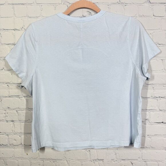 Lululemon Women Size 10 Blue Crew Neck Short Sleeve Cropped T-shirt Gym Casual - Picture 2 of 10